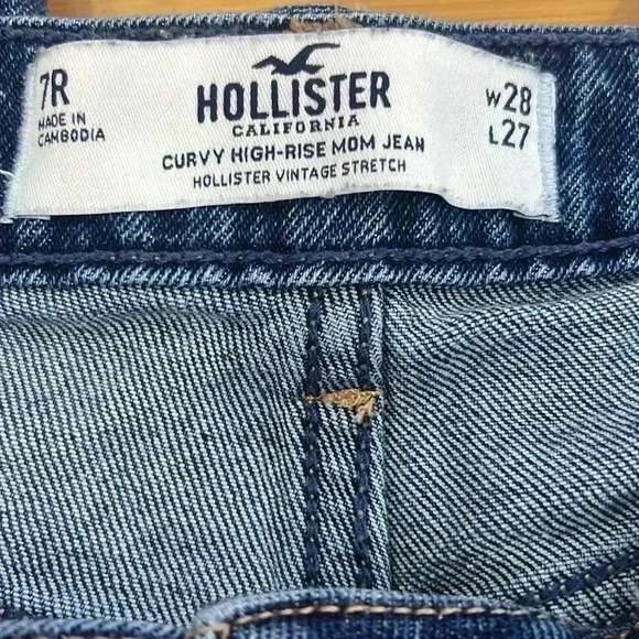 Hollister Curvy High Rise Mom Jean Stretch EUC 7R - Picture 3 of 3